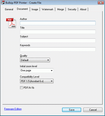 Bullzip PDF Printer Options
